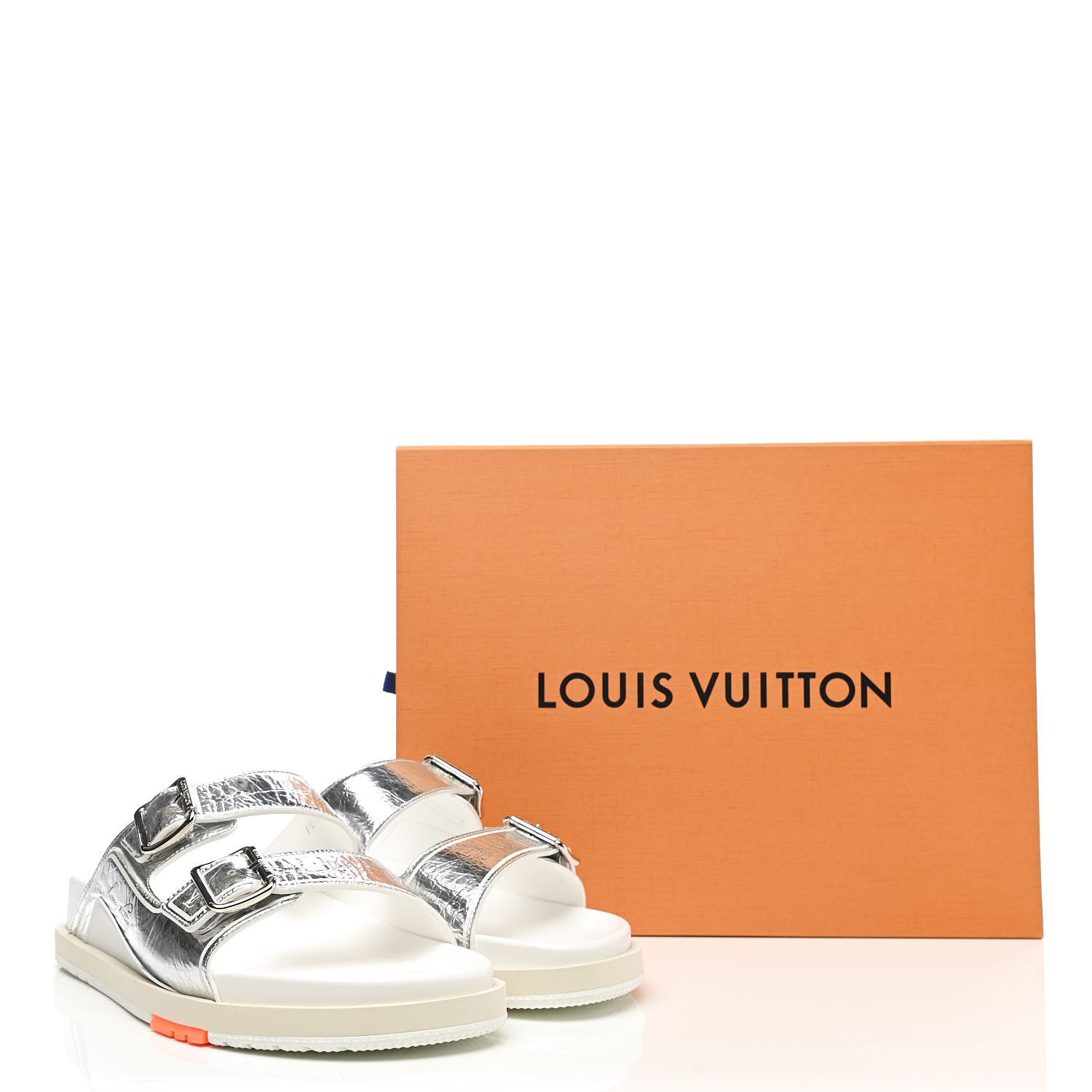 Louis Vuitton Metallic Mix Materials Mens LV Script Trainer Mules 9 Silver Multicolor 9 of 9