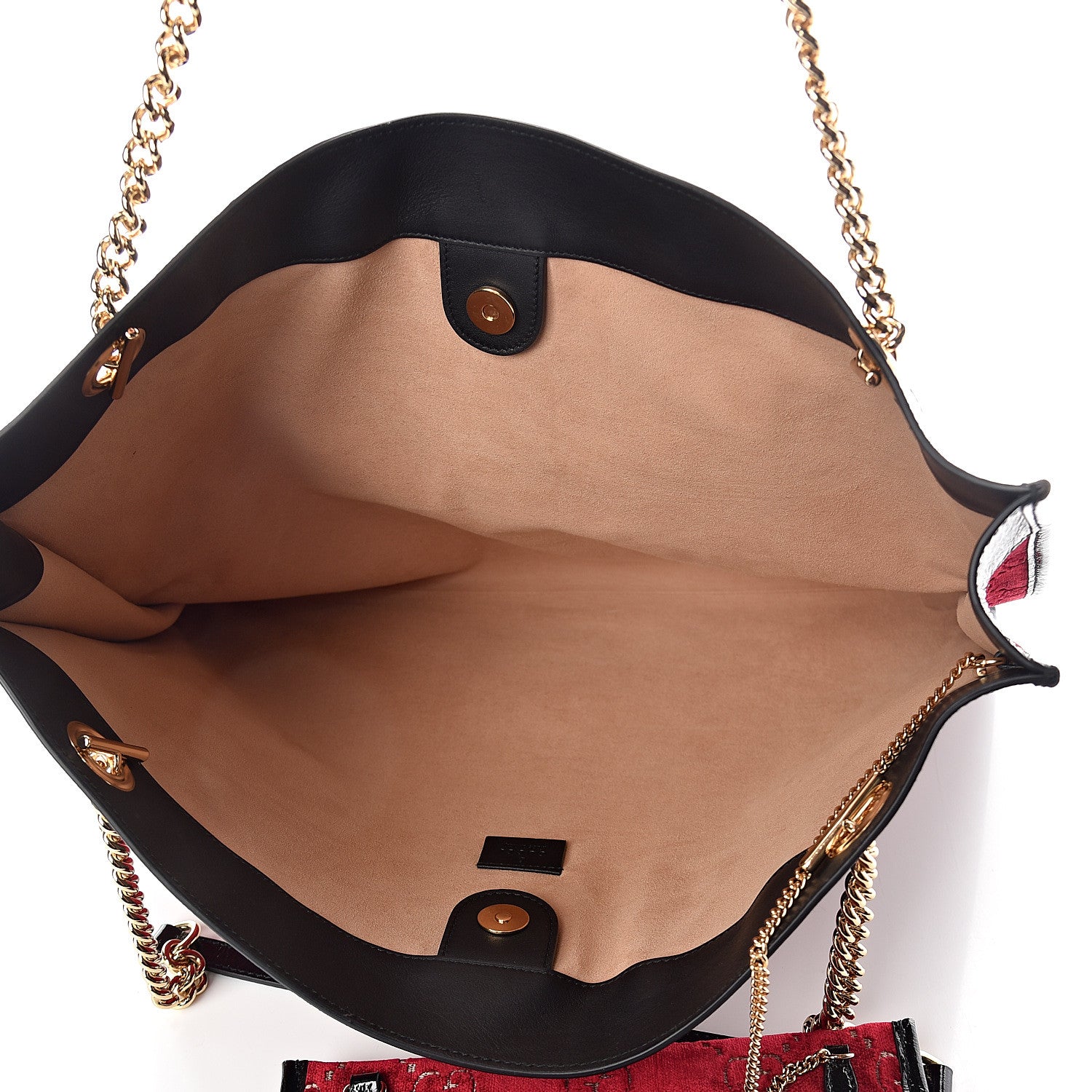 Gucci Velvet GG Monogram Large Rajah Chain Tote Red Cipria Black