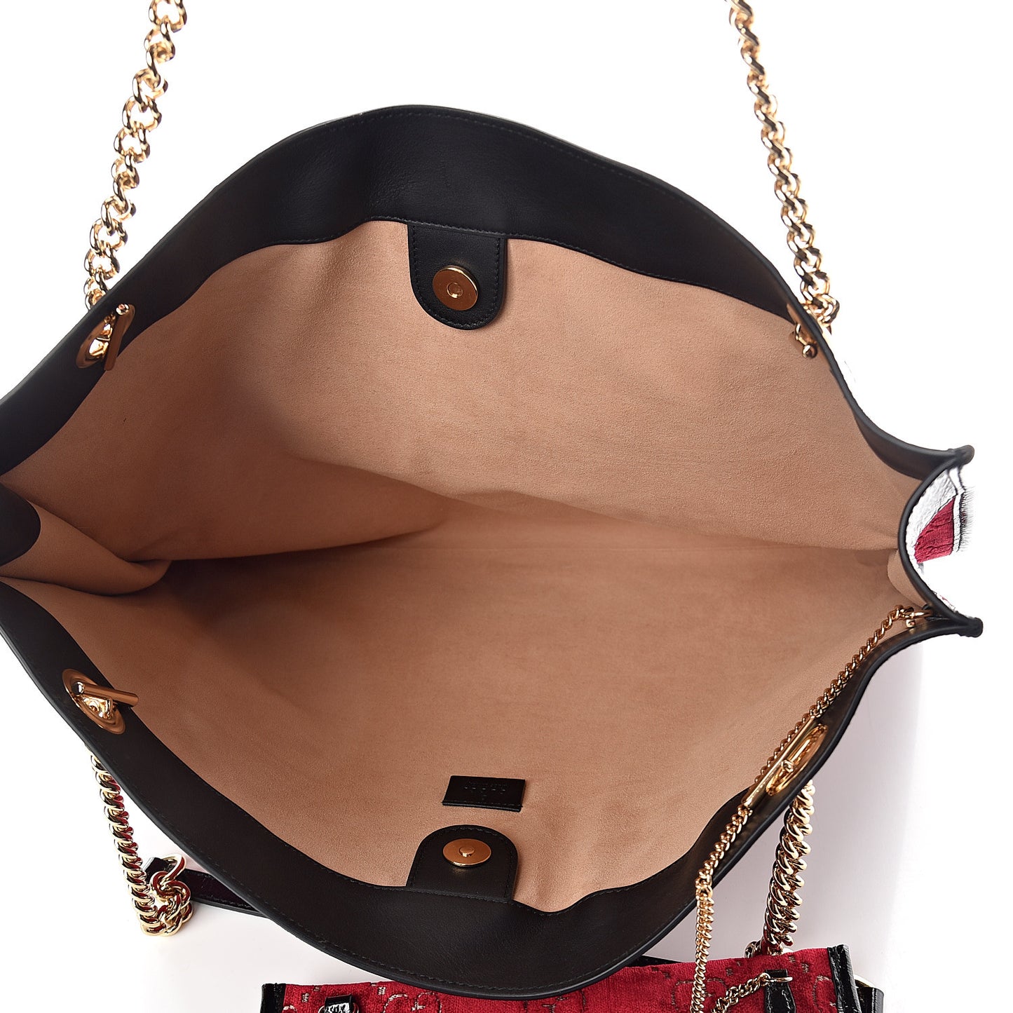 Velvet GG Monogram Large Rajah Chain Tote Red Cipria Black