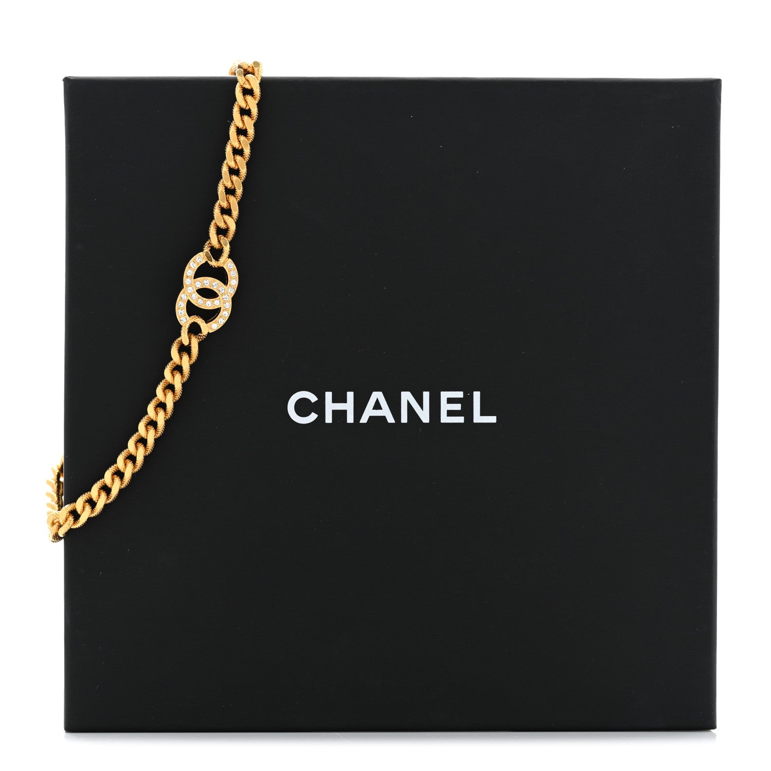 Chanel Crystal Chain Link CC Choker Necklace Gold 7 of 7