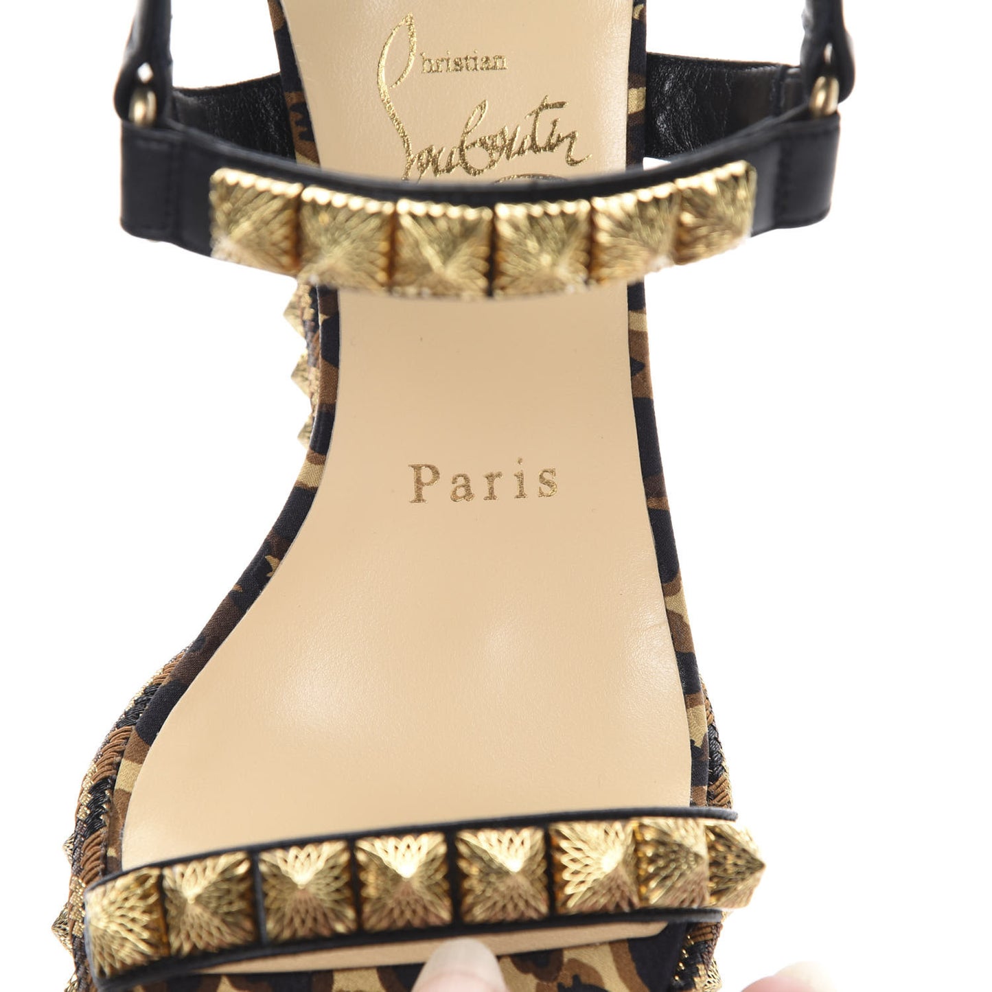 Nappa Silk Leopard Pira Ryad 110 Wedge Sandals 36 Black Marron