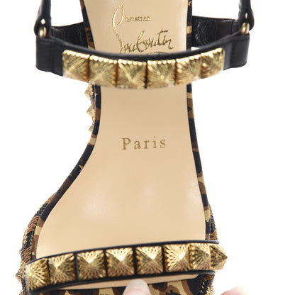 Christian Louboutin Nappa Silk Leopard Pira Ryad 110 Wedge Sandals 36 Black Marron 8 of 9