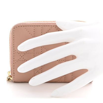 Christian Dior Lambskin Cannage Small Lady Dior Voyageur Coin Purse Rose Des Vents 2 of 7