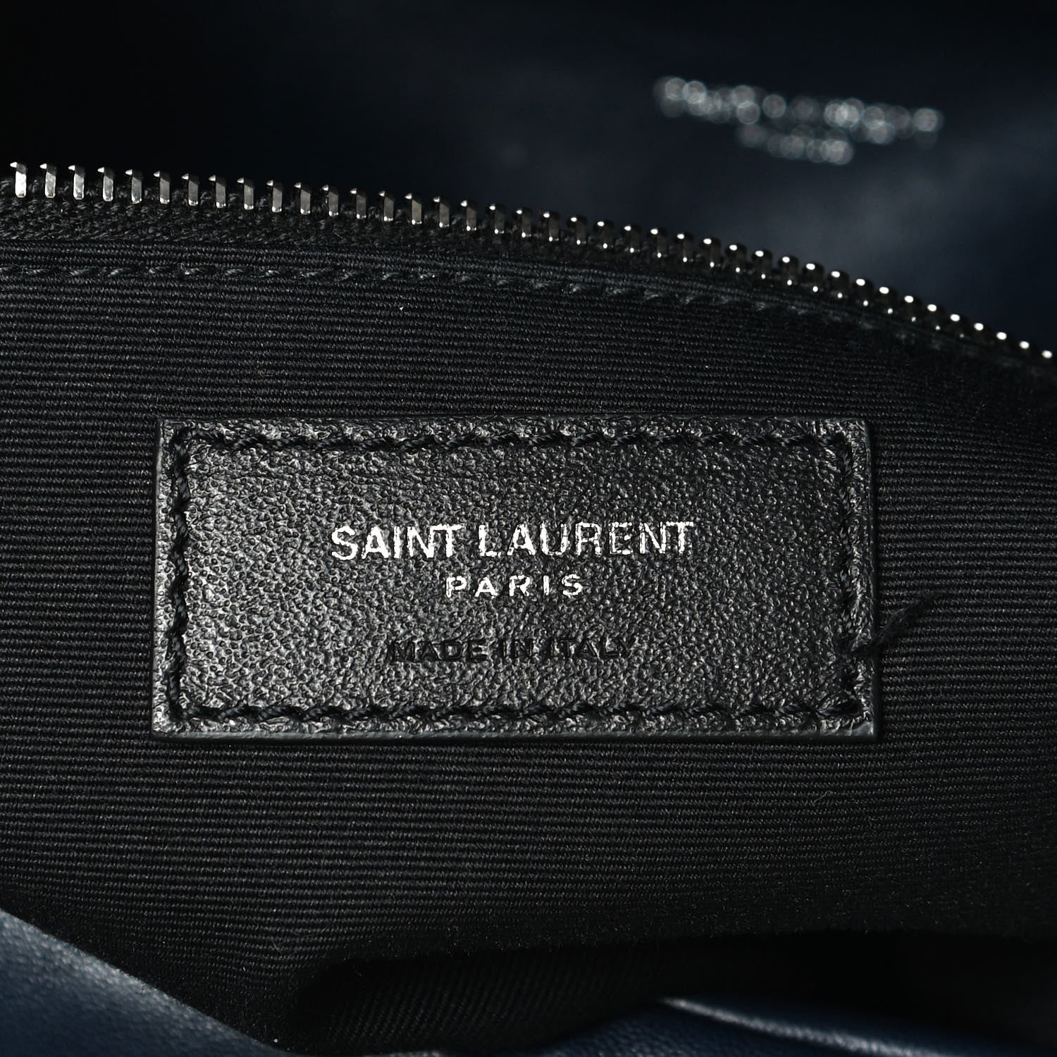 Saint Laurent Lambskin Quilted Medium Loulou Puffer Monogram Chain Satchel Navy 8 of 12