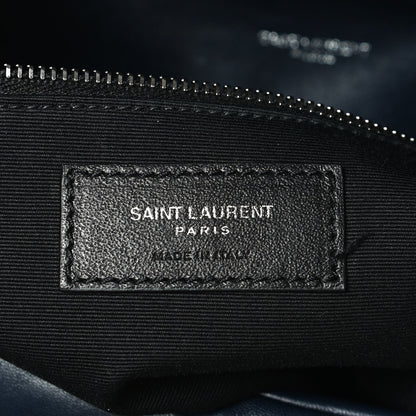 Saint Laurent Lambskin Quilted Medium Loulou Puffer Monogram Chain Satchel Navy 8 of 12