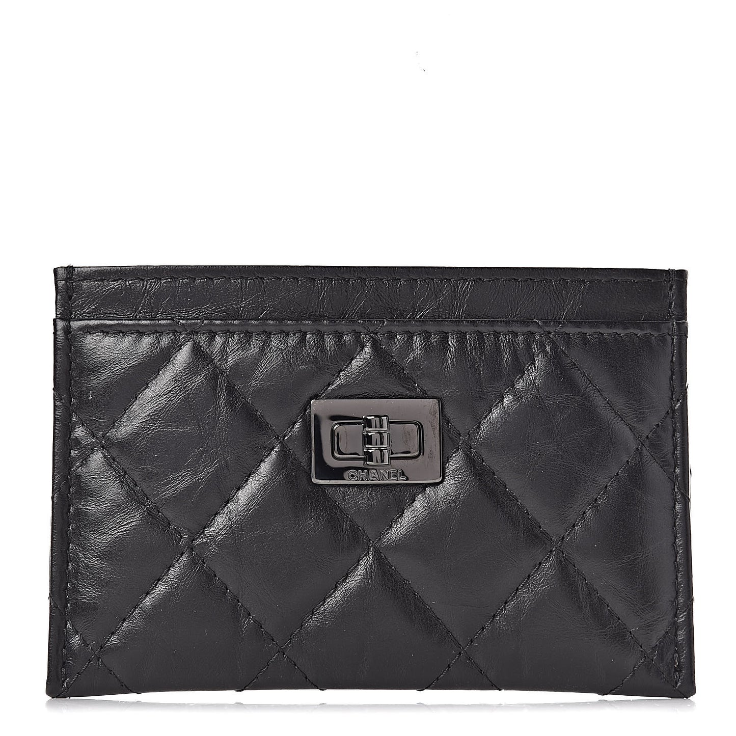 Aged Calfskin Quilted Reissue Card Holder So Black