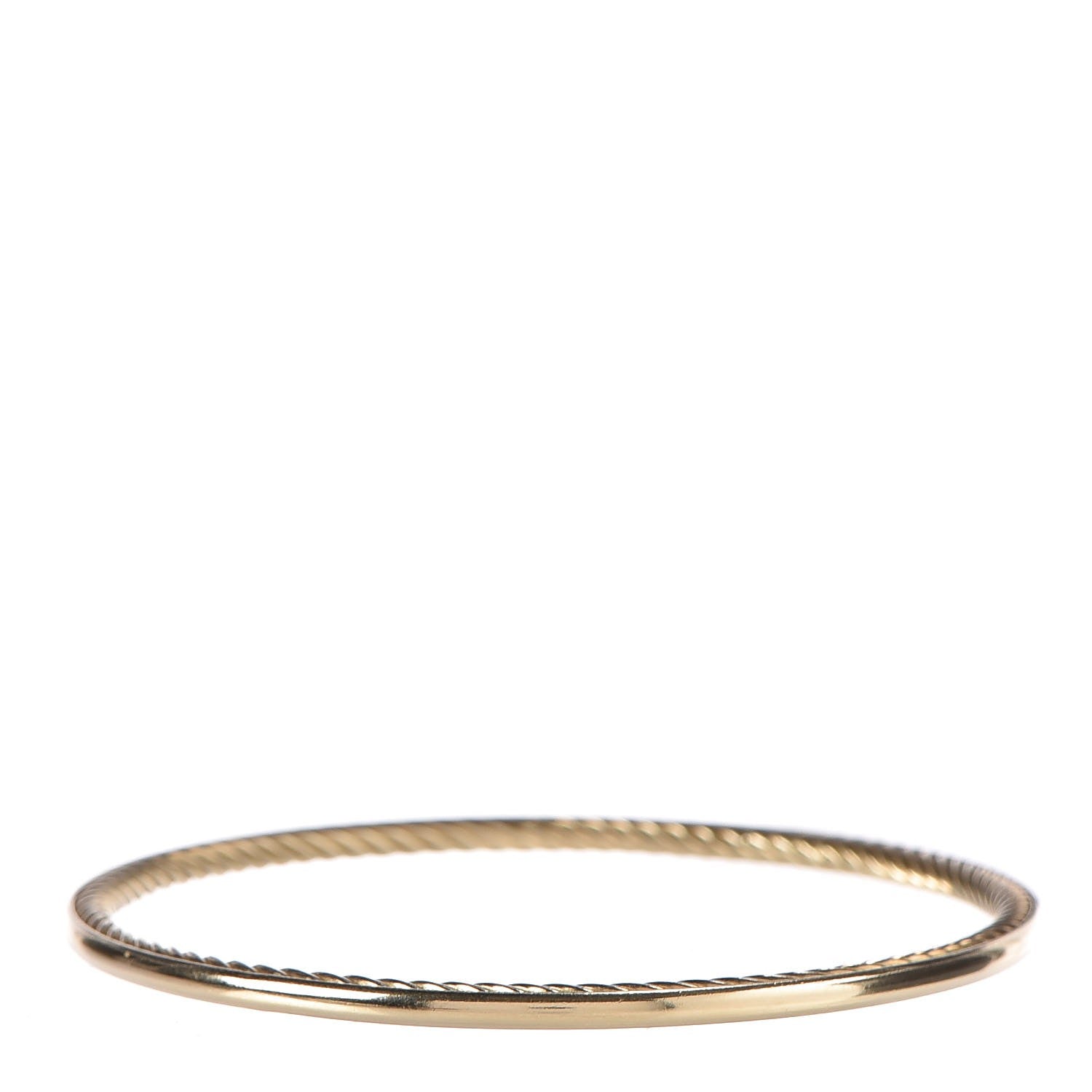 David Yurman 18K Yellow Gold 3mm Inside Cable Classic Bangle Bracelet M 1 of 4