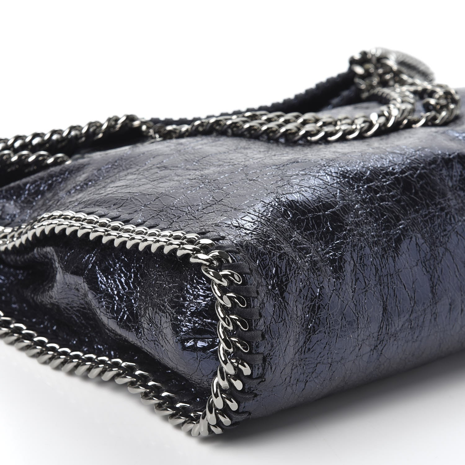 Stella McCartney Metallic Crackle Falabella Fold Over Tote Navy 5 of 8