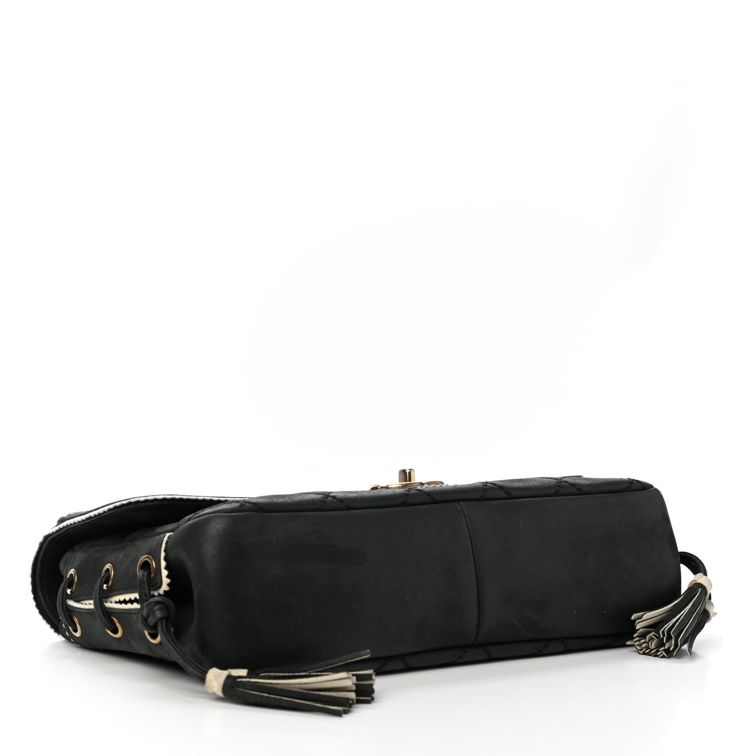 Chanel Iridescent Calfskin Quilted Lace Up Flap Black 3 of 5