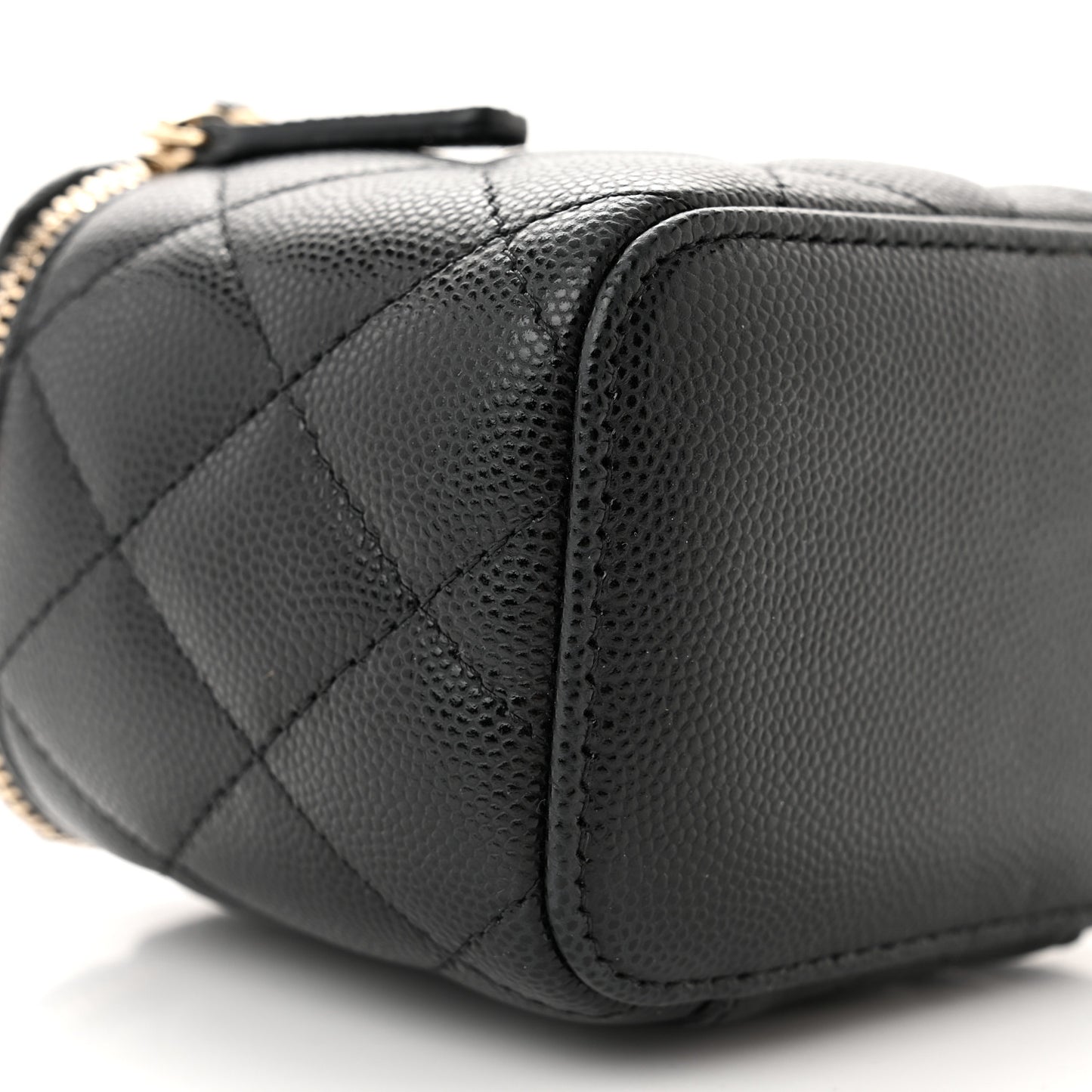 Caviar Quilted Mini Vanity Case With Chain Black