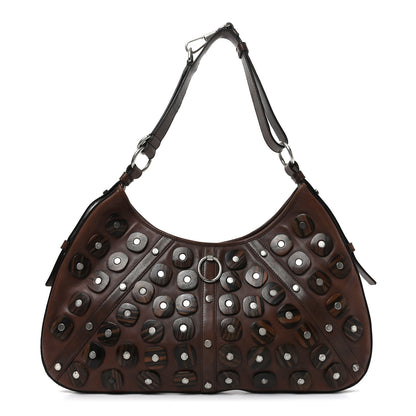 Saint Laurent Calfskin Wood Embellished Mombasa Hobo Brown 1 of 10