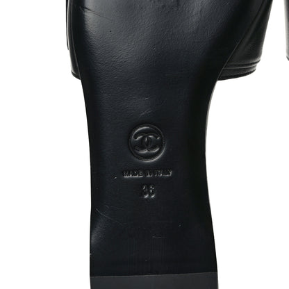 Chanel Lambskin Pearl Crystal CC Sandals 36 Black 6 of 9