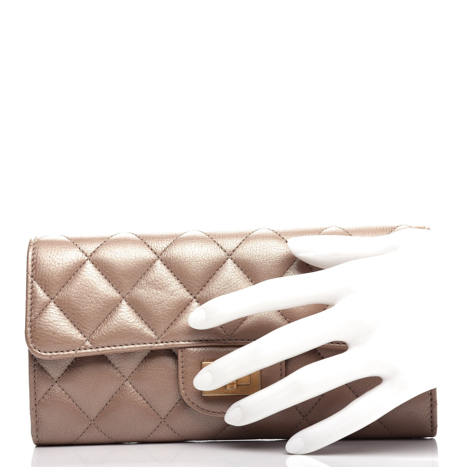 Chanel Metallic Aged Calfskin Quilted Reissue Large Gusset Flap Wallet Gold 2 of 9