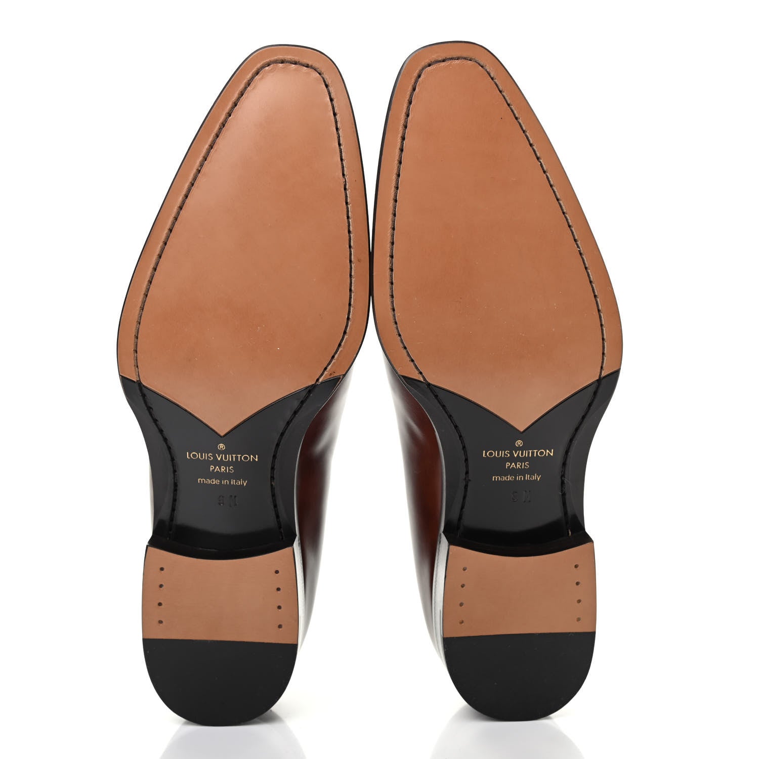 Louis Vuitton Waxed Calfskin Mens Vendome Loafers 9 Brown 5 of 10