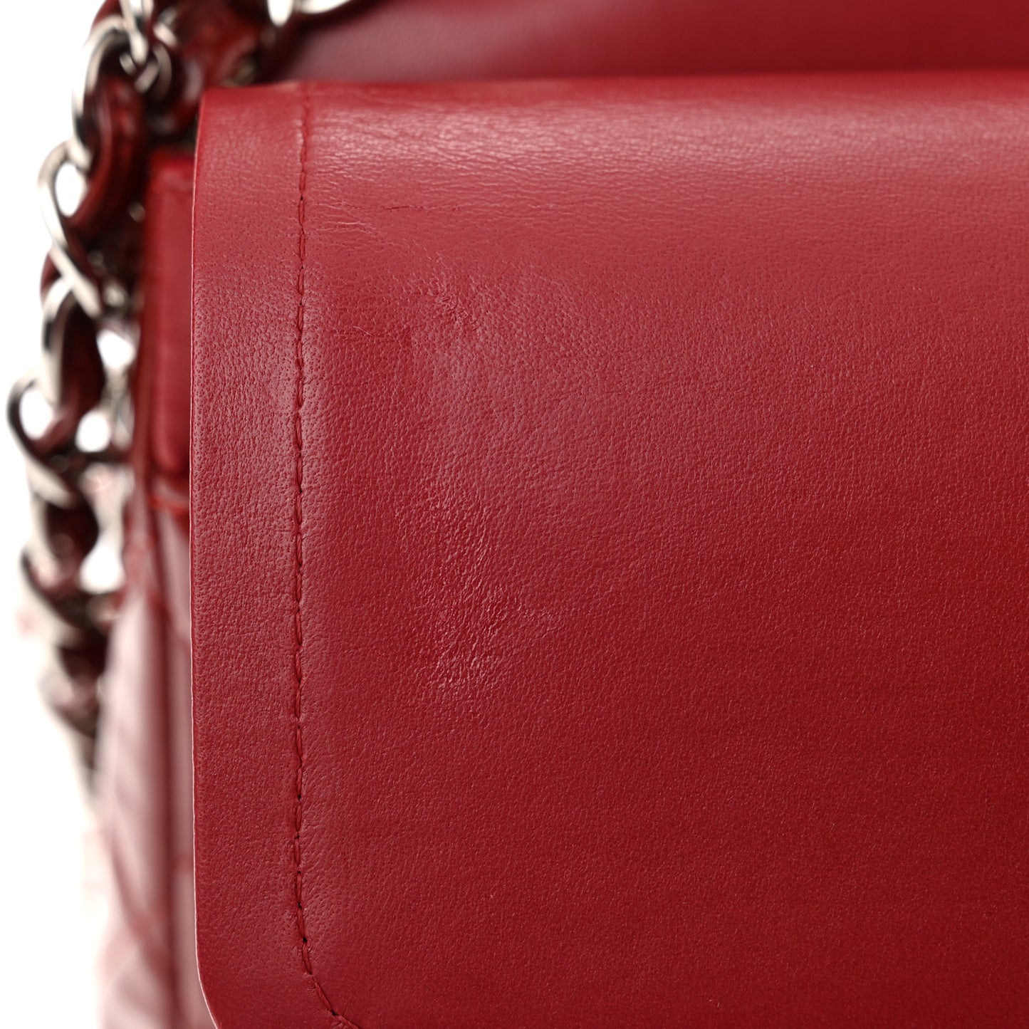 Patent Calfskin Quilted Jumbo Double Flap Red