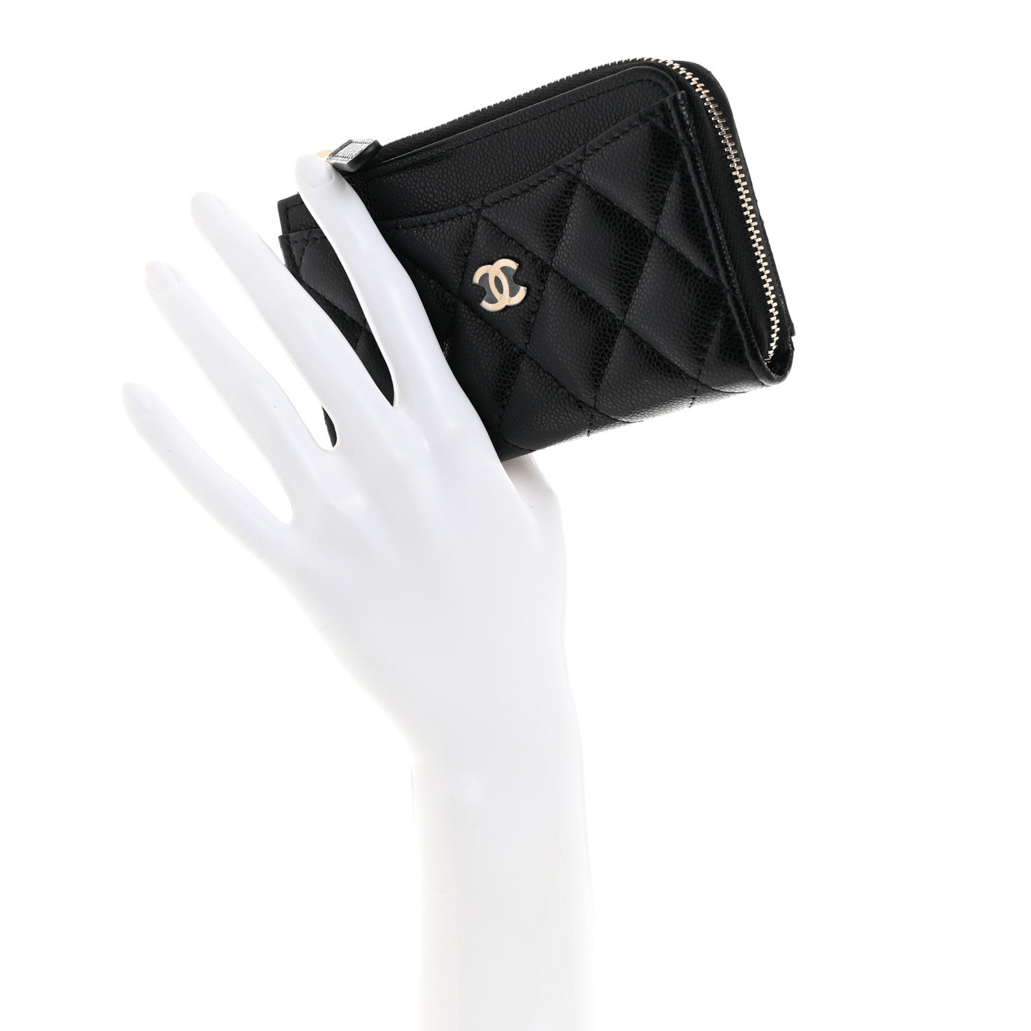 Chanel Caviar Quilted CC Zip Around Card Holder Black 2 of 8