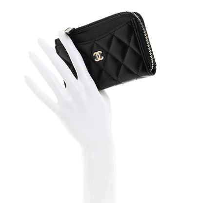 Chanel Caviar Quilted CC Zip Around Card Holder Black 2 of 8
