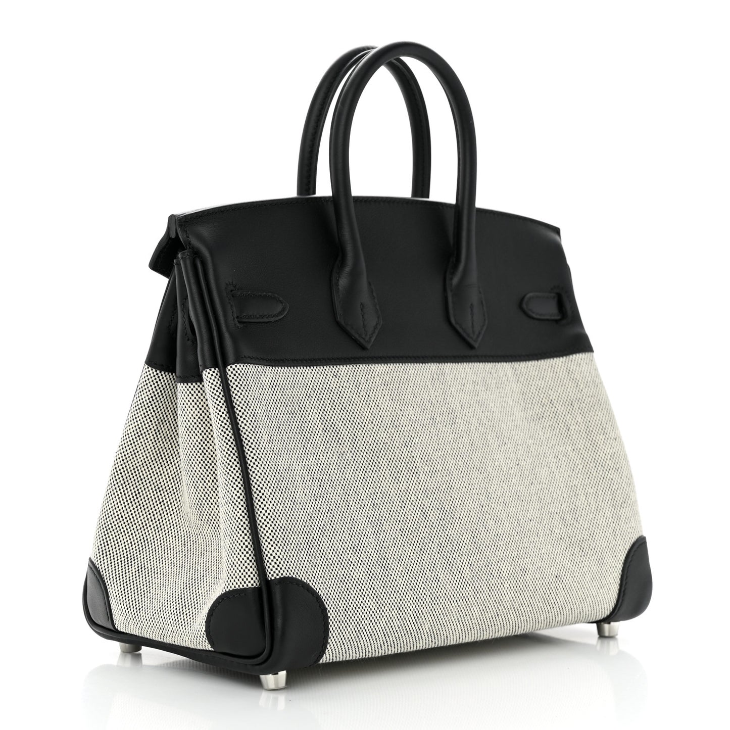 Toile H Swift Birkin 25 Ecru Black