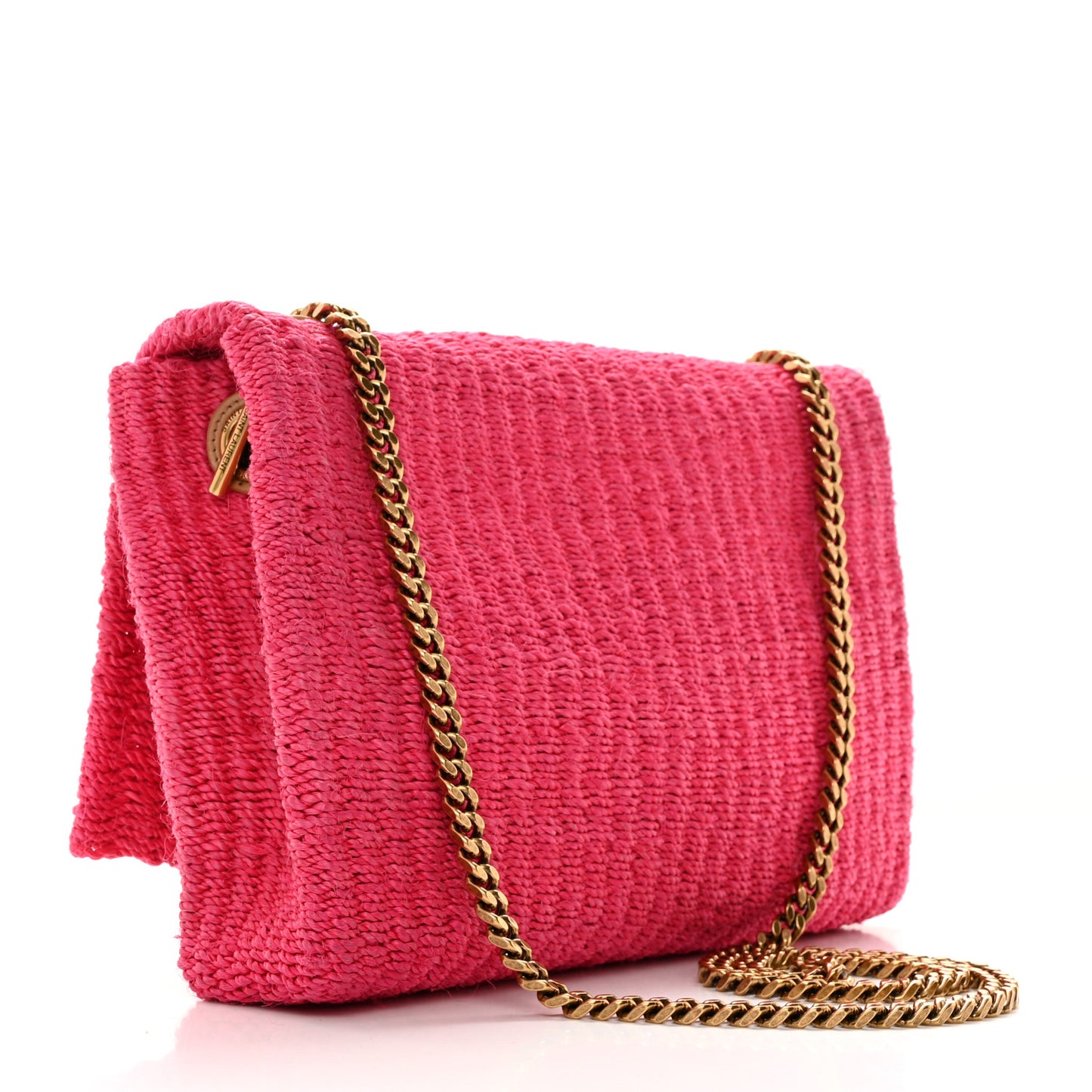 Raffia Medium Monogram Kate Satchel Pink