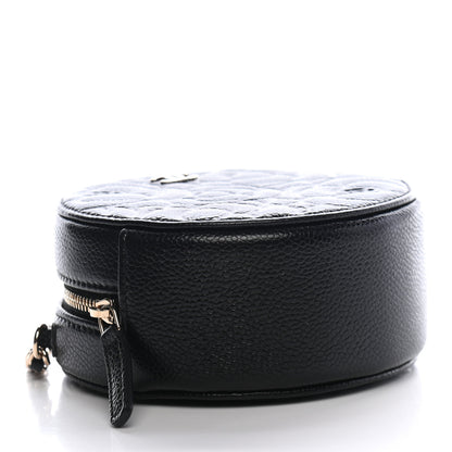 Chanel Caviar Camellia Embossed Round Clutch With Chain Black 4 of 9