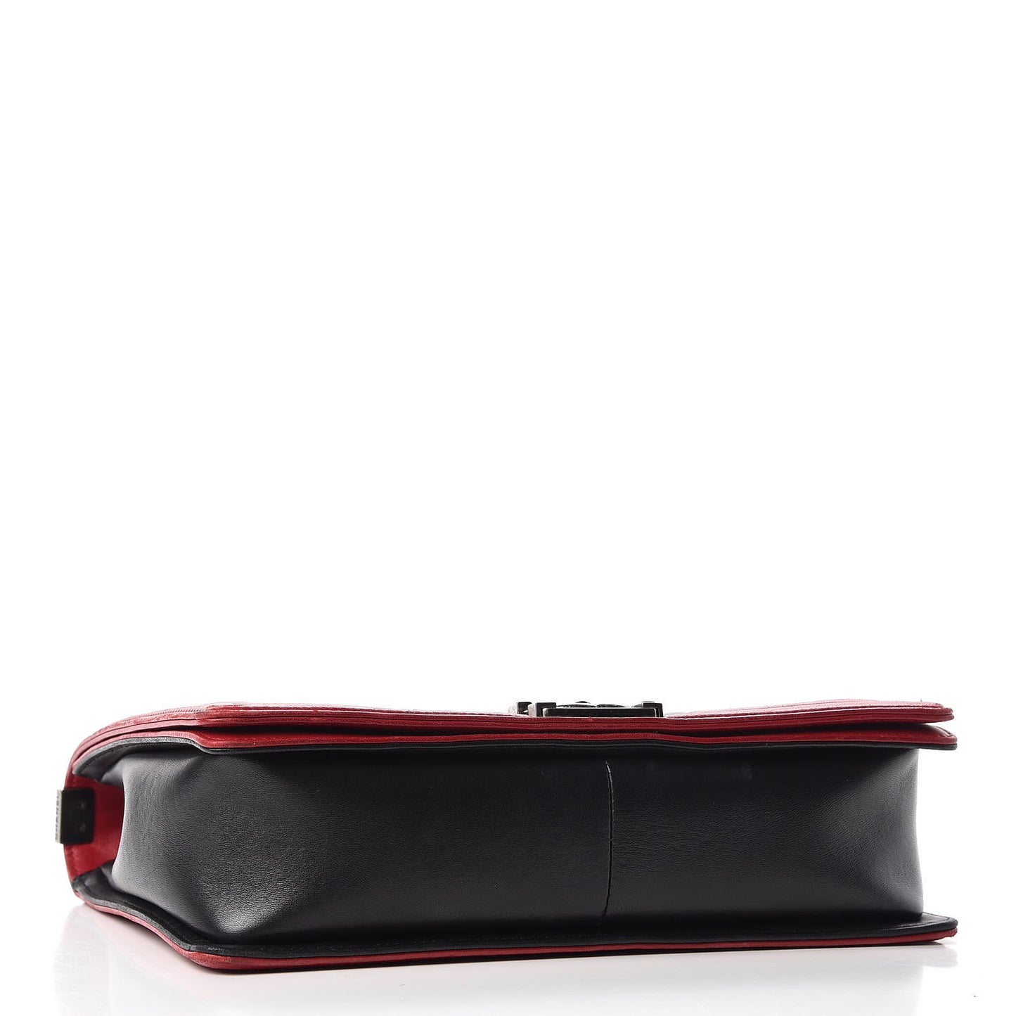 Lambskin Quilted Large Boy Flap Black Red