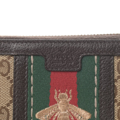 Gucci Monogram Web Rania Bee Star Zip Around Wallet Dark Brown 6 of 7