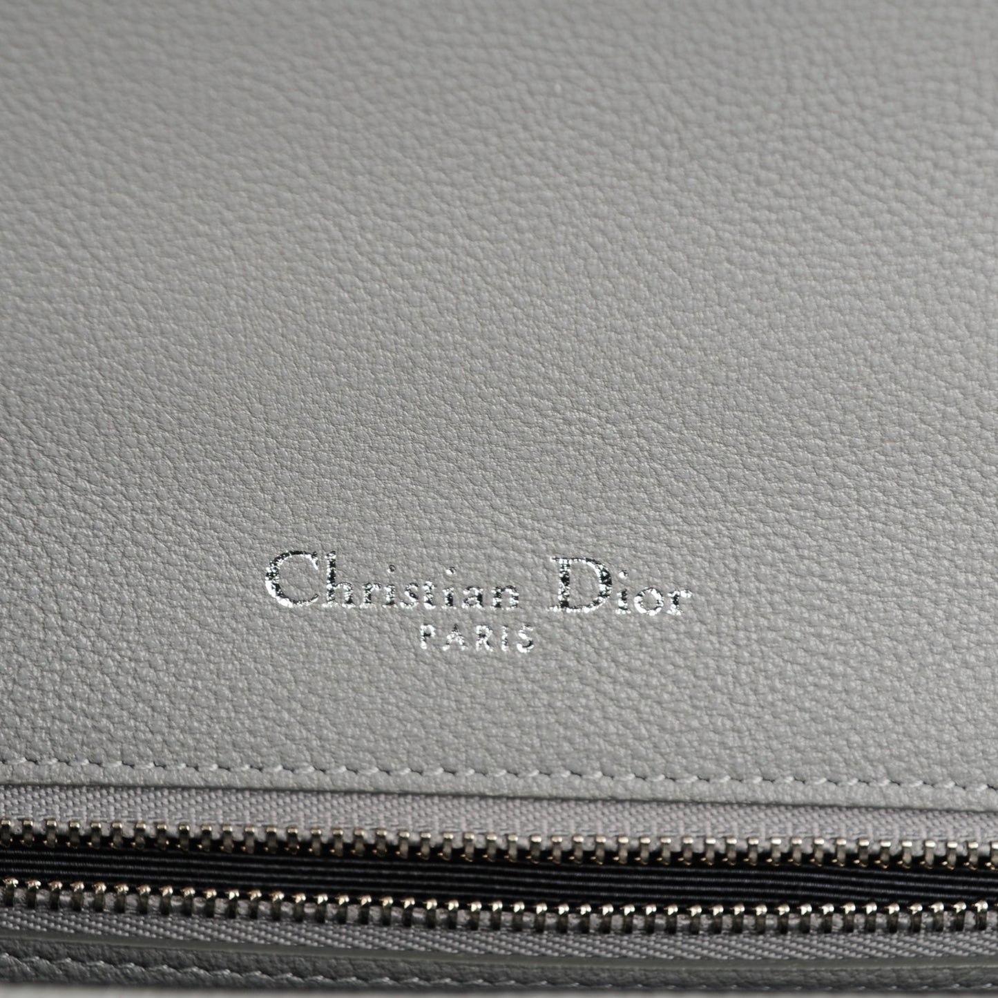 Grained Calfskin Medium Diorama Flap Bag Grey