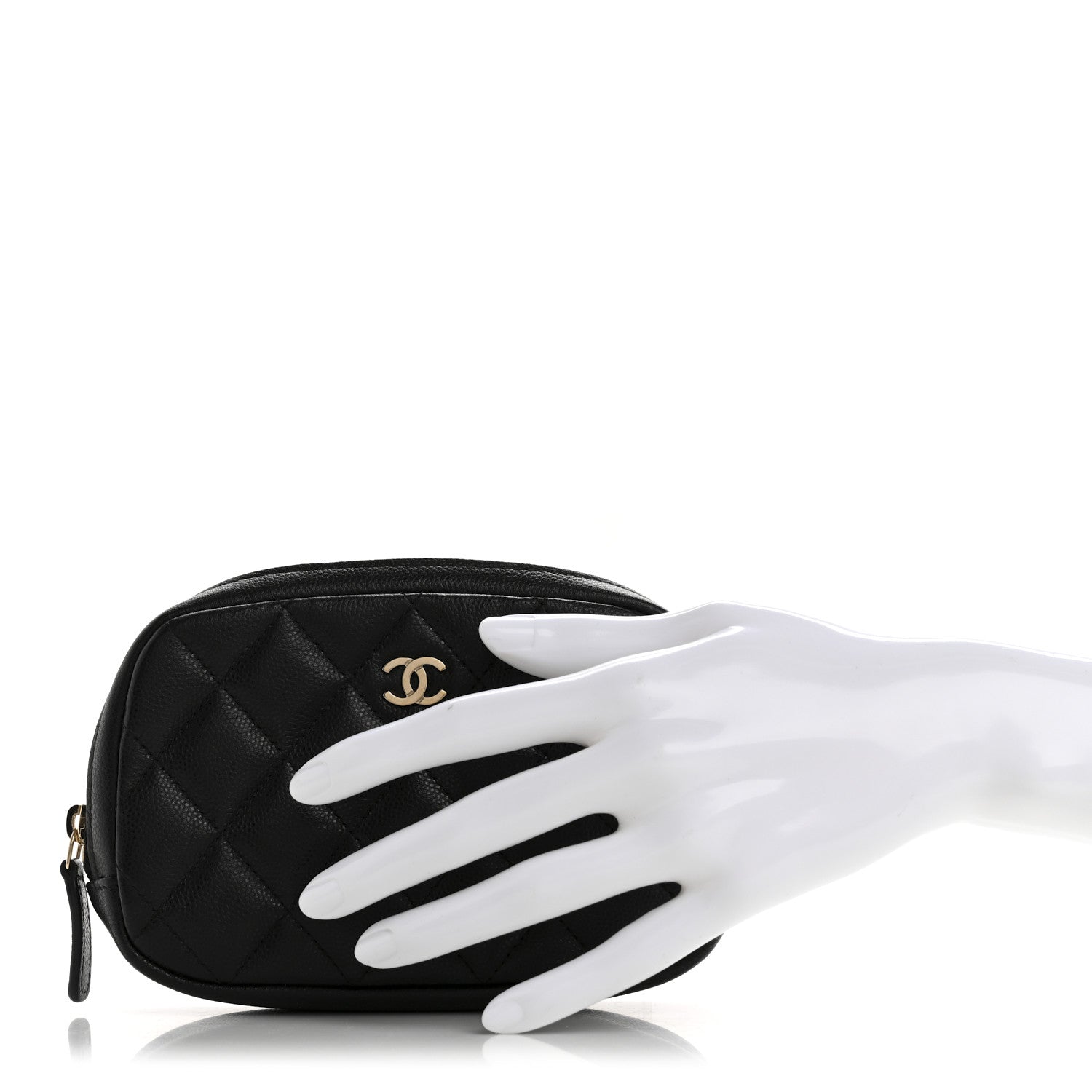 Chanel Caviar Quilted Small Curvy Pouch Cosmetic Case Black 2 of 8