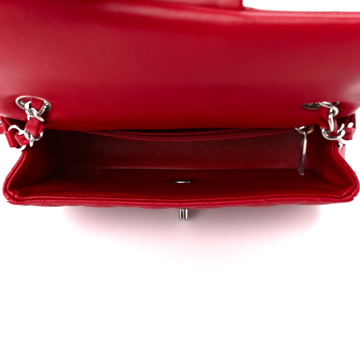Lambskin Quilted Mini Rectangular Flap Red