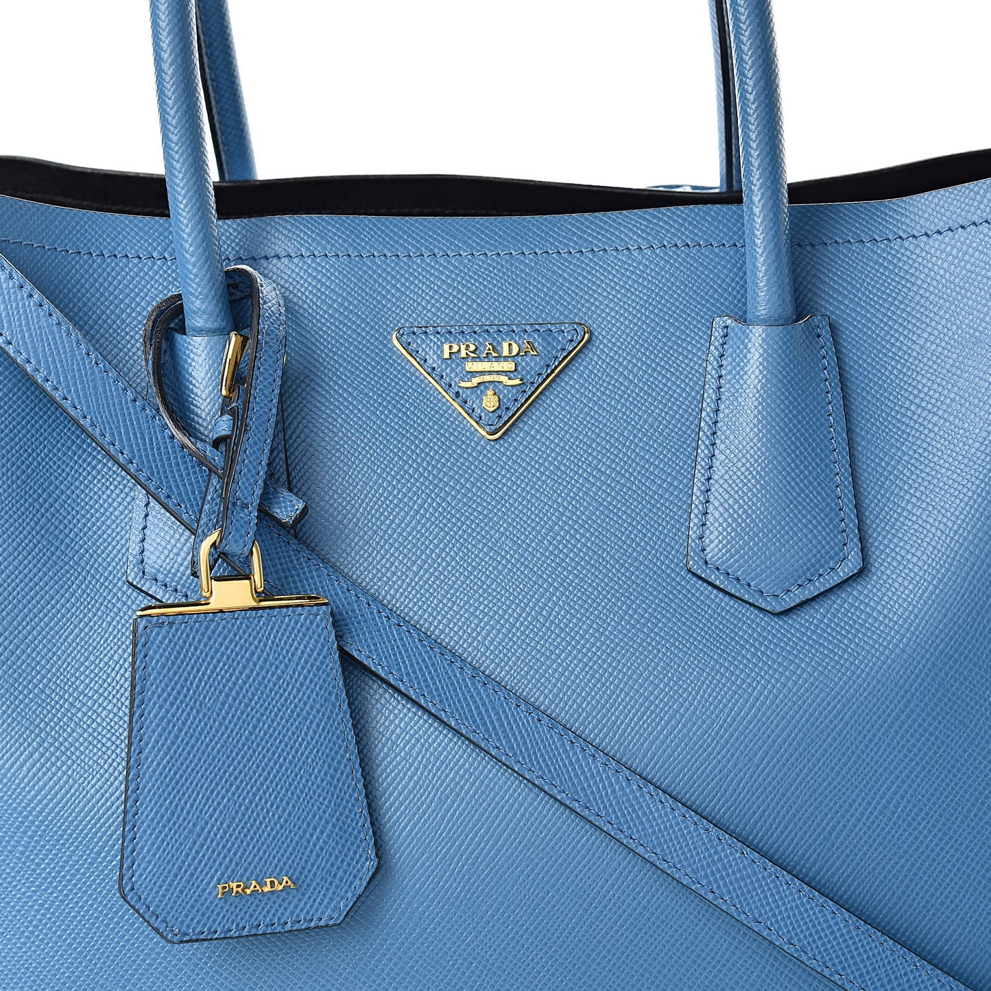 Saffiano Cuir Large Double Bag Cobalto