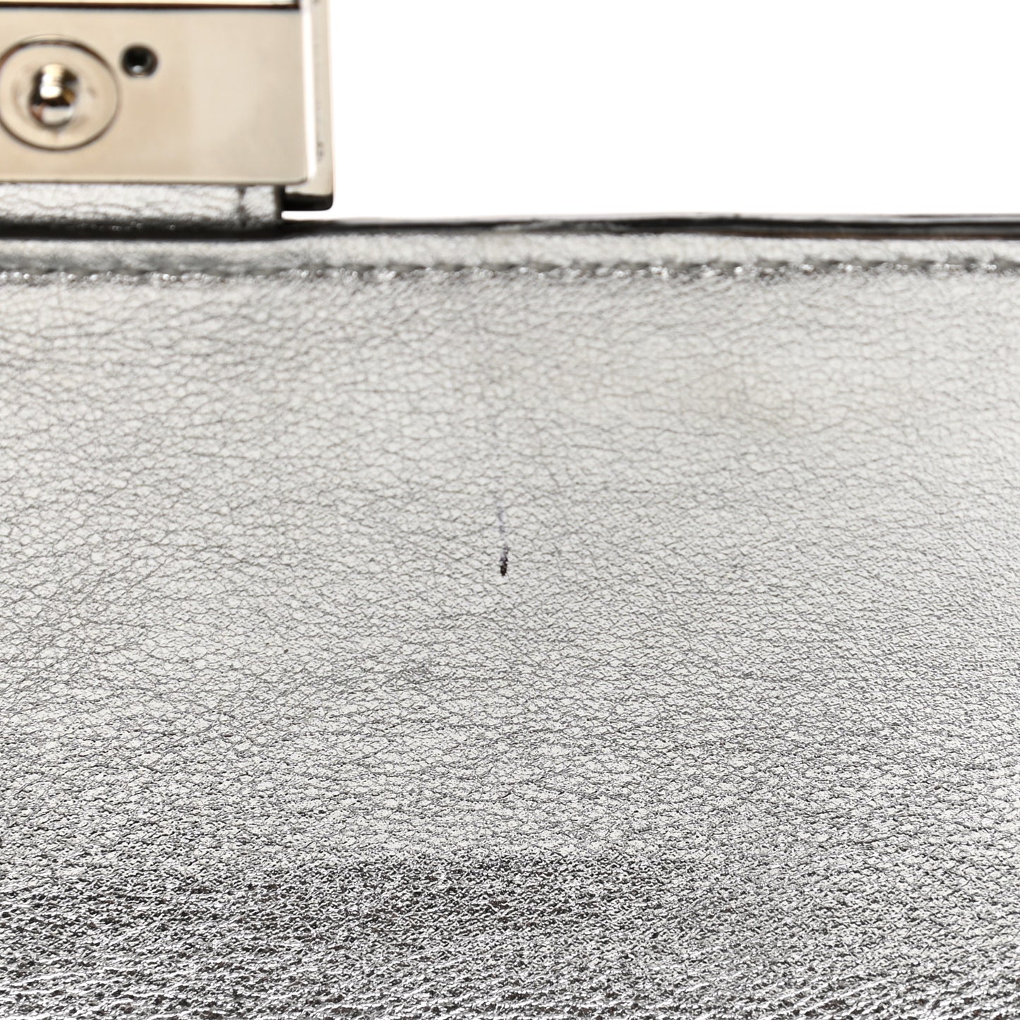 Vitello Catalan Mirror FF 1974 Embossed Continental Wallet Argento