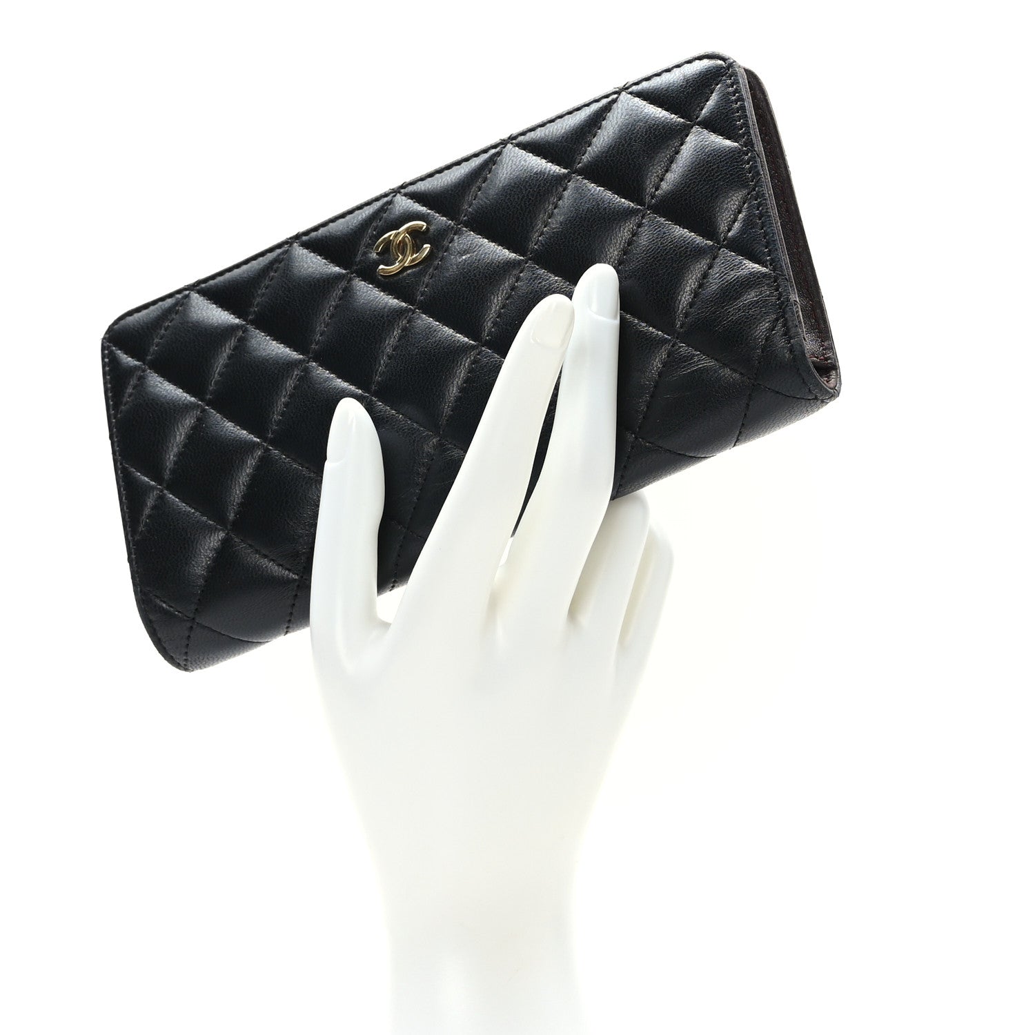 Chanel Lambskin Quilted Yen Wallet Black 2 of 8