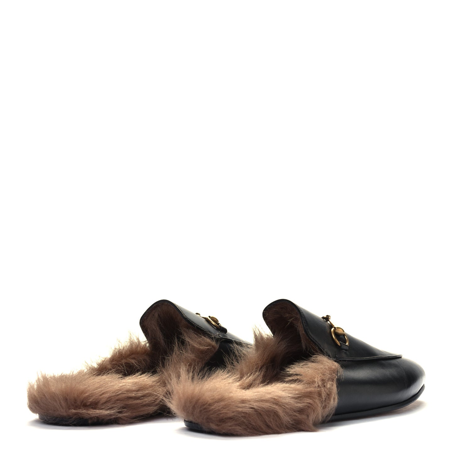 Calfskin Fur Womens Princetown Slippers 41 Black