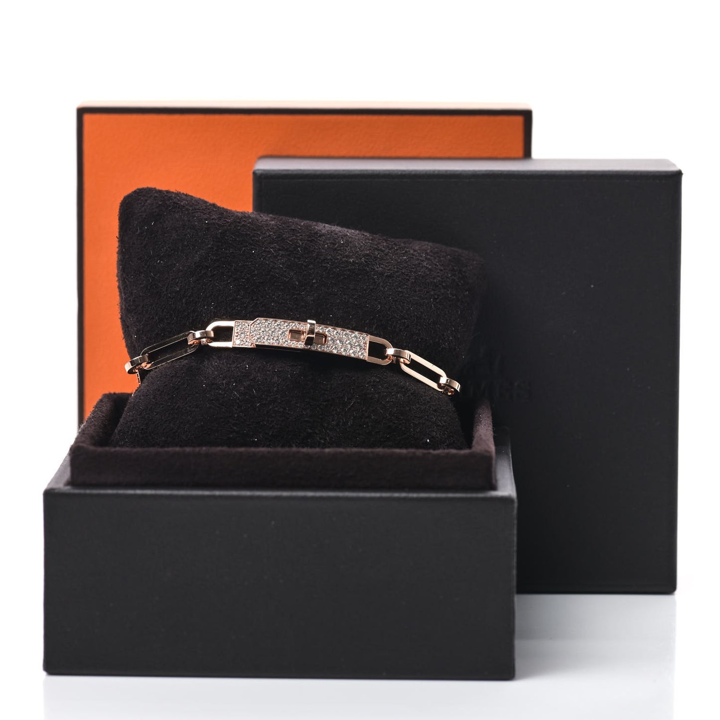 18K Rose Gold Diamond Pave PM Kelly Chaine Bracelet XS