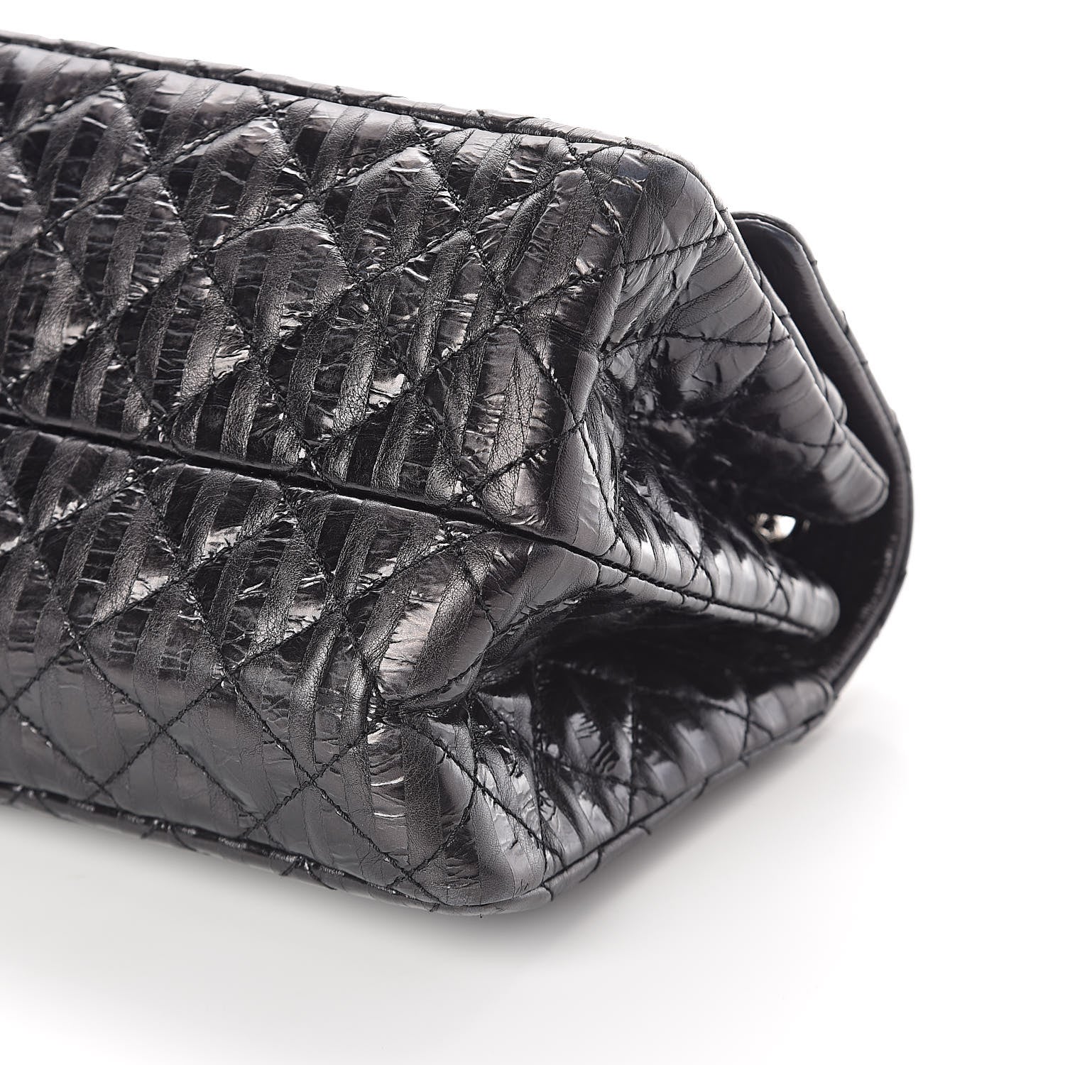 Chanel Metallic Aged Calfskin Striped Accordion Reissue 2.55 Flap Black 10 of 10