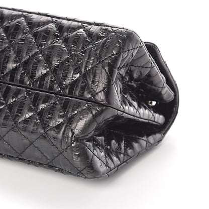 Chanel Metallic Aged Calfskin Striped Accordion Reissue 2.55 Flap Black 10 of 10