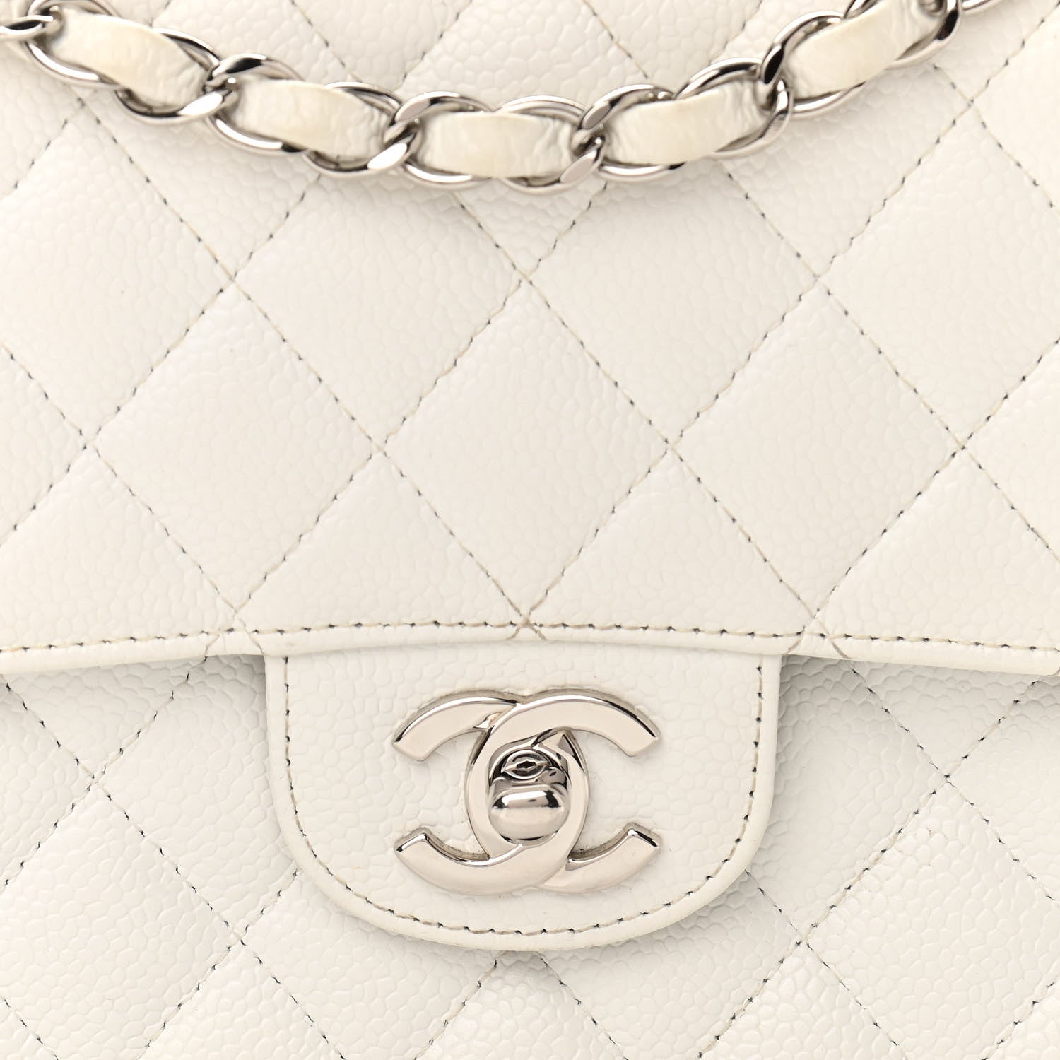 Chanel Caviar Quilted Medium Double Flap White 7 of 11