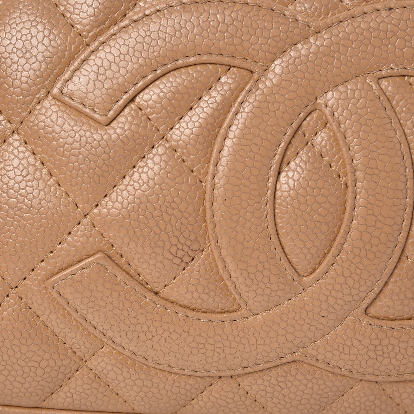 Caviar Quilted CC Shoulder Bag Beige