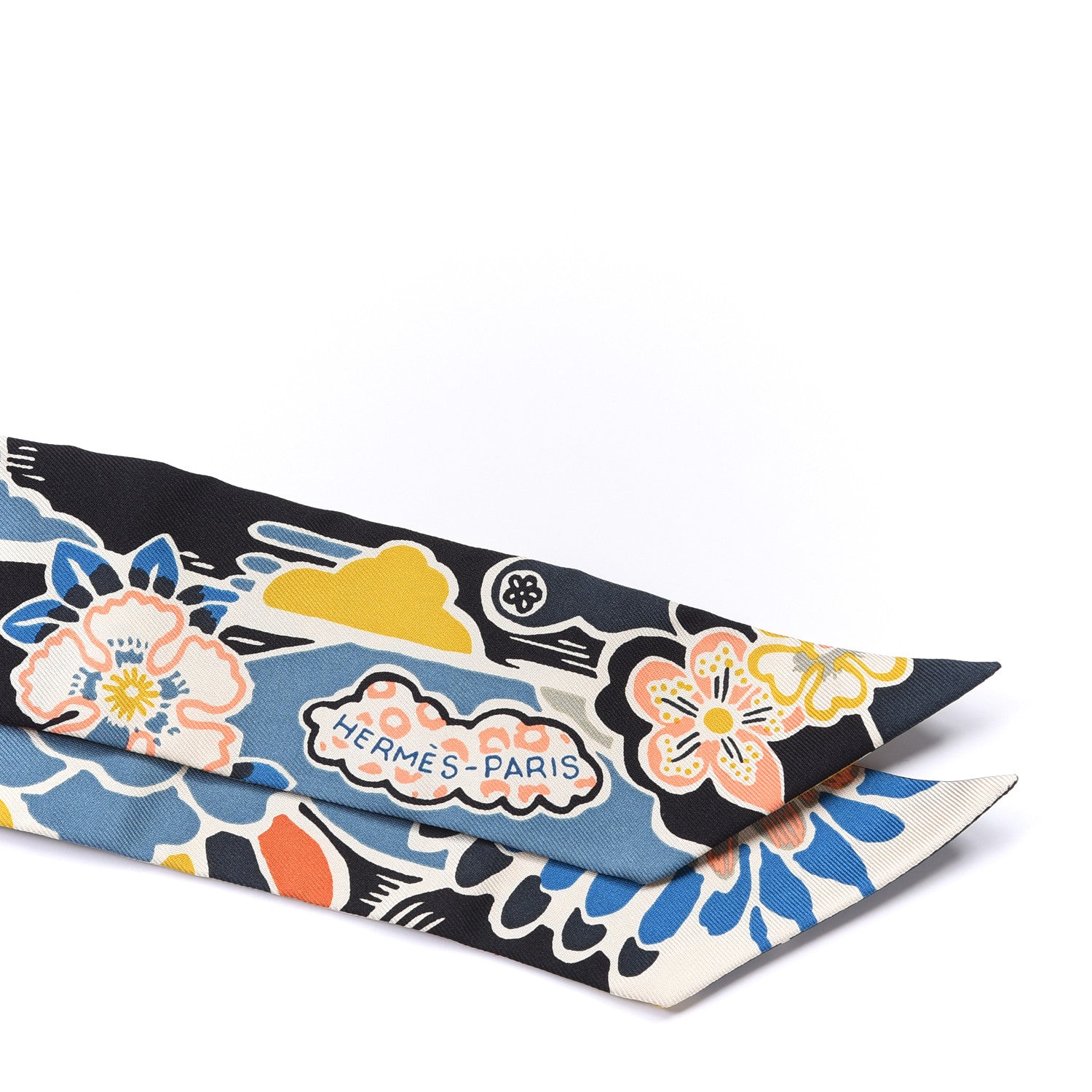Hermes Silk Twilly Bingata Vert Noir Saumon 2 of 4