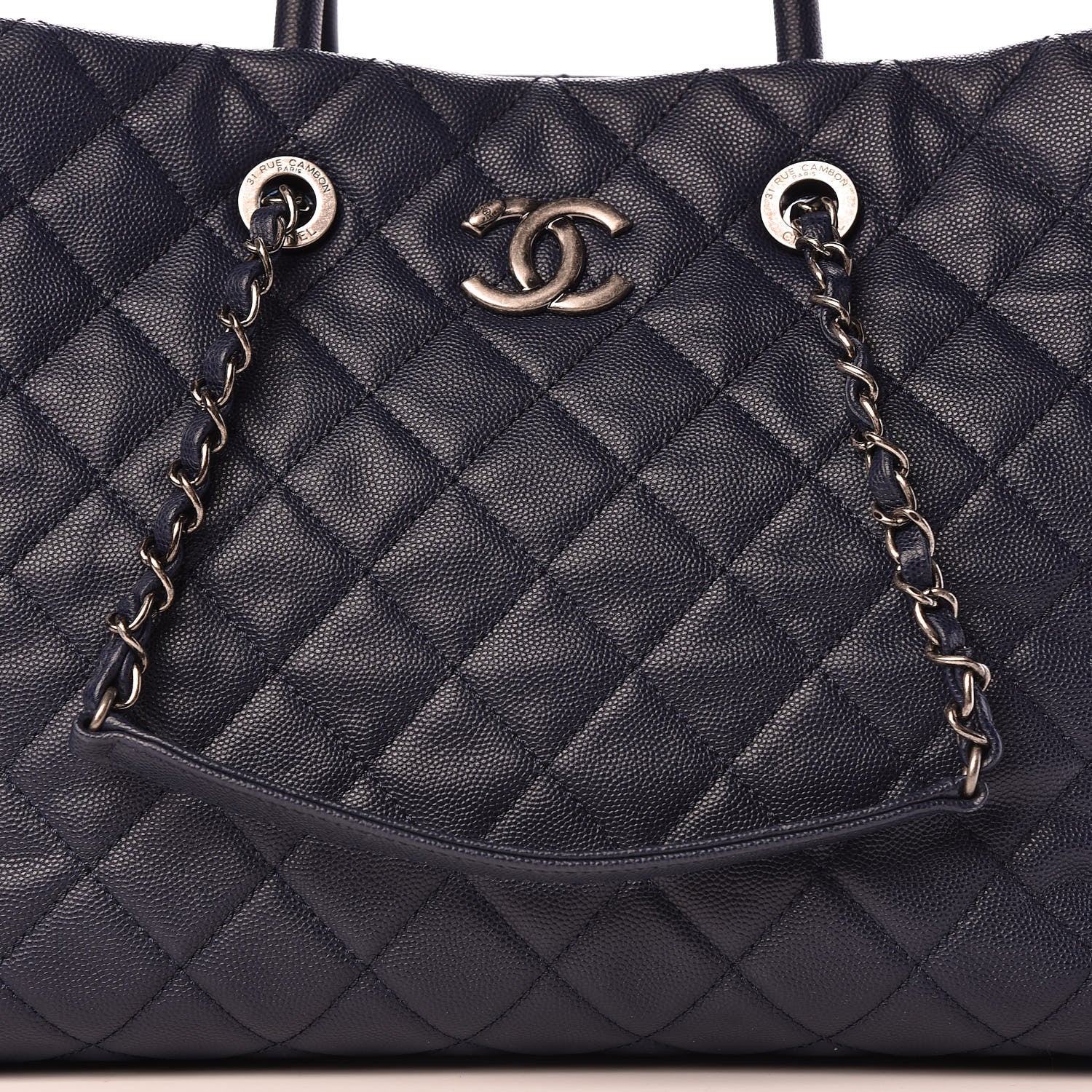 Chanel Caviar Quilted Large Coco Handle Shopping Tote Navy 10 of 10