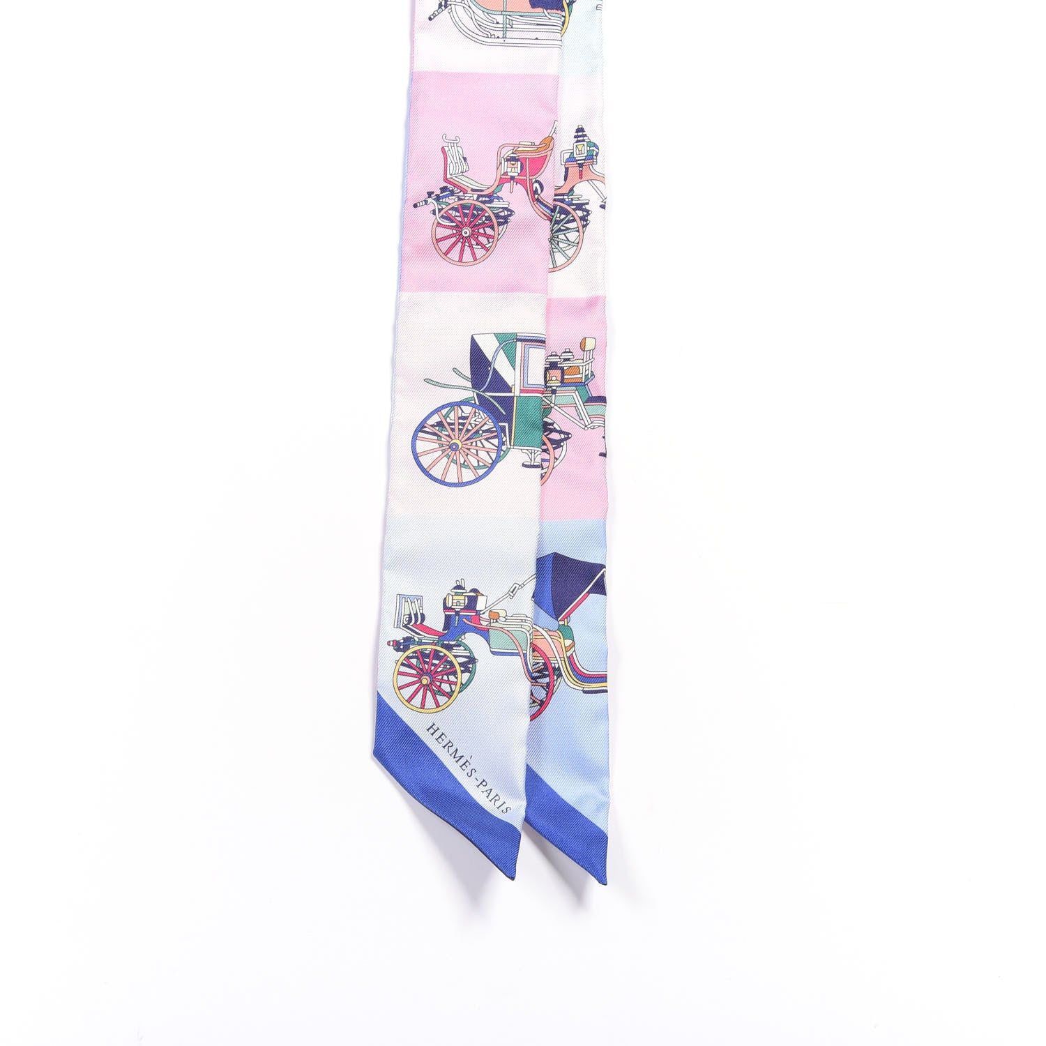 Hermes Silk Les Voitures Exquises Twilly Bleu Rose Vert 2 of 4