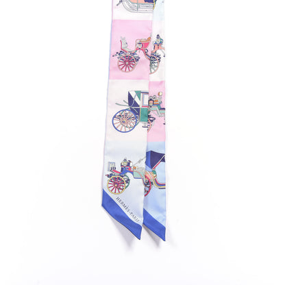 Hermes Silk Les Voitures Exquises Twilly Bleu Rose Vert 2 of 4