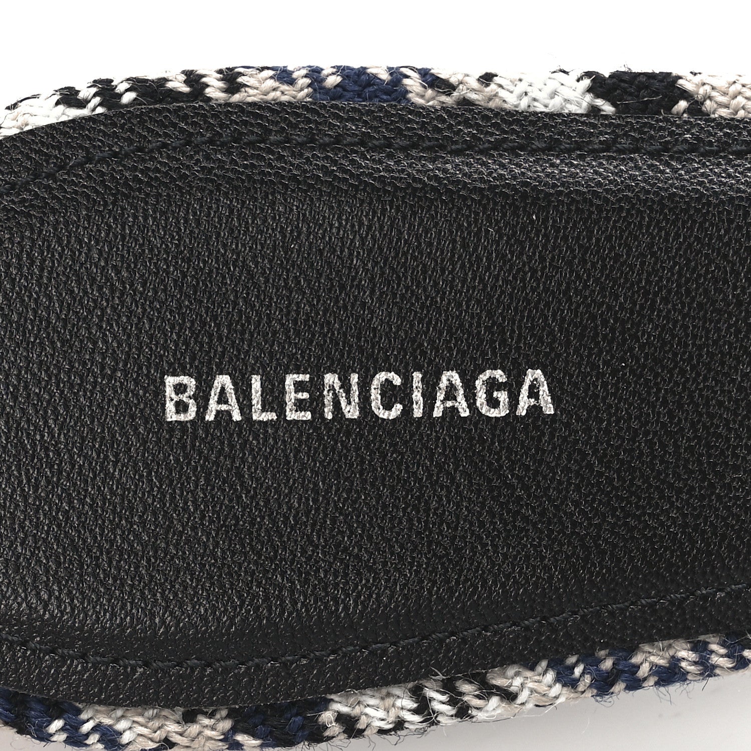 Balenciaga Tweed Prince Of Wales BB Knife Pointy Toe Slingback Flats 37 Beige Navy Silver 7 of 8