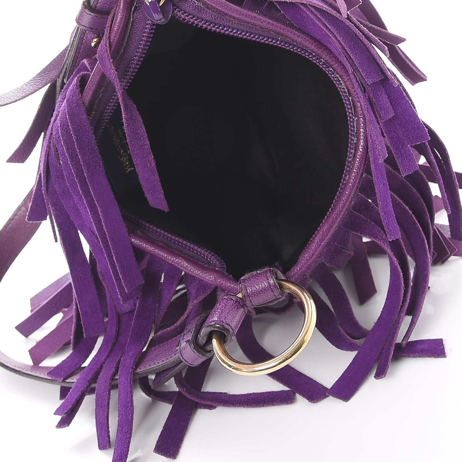 Saint Laurent Suede Petite Sac Fringe Hobo Purple 5 of 12