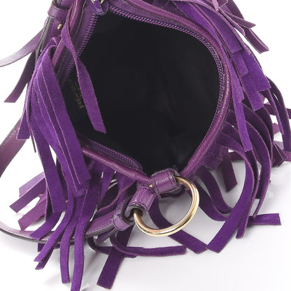 Saint Laurent Suede Petite Sac Fringe Hobo Purple 5 of 12