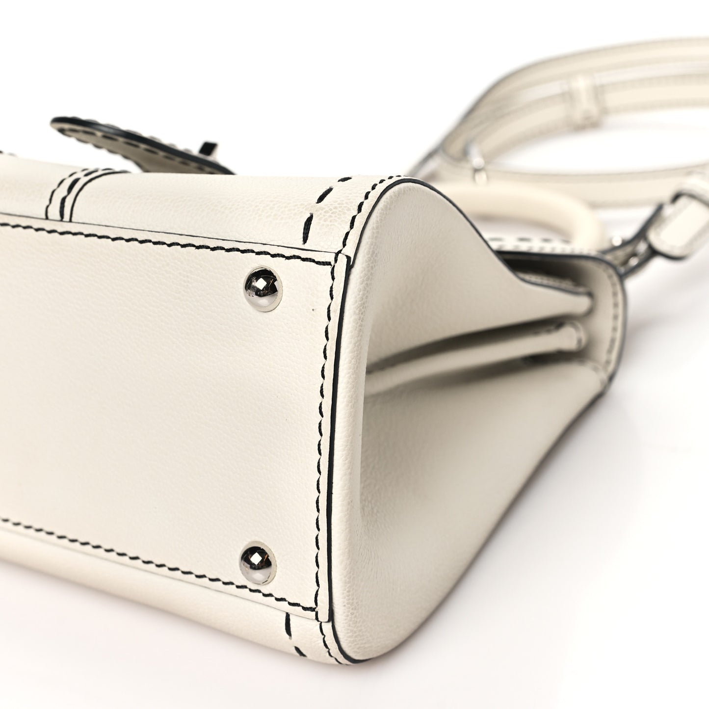 Grained Rodeo Calfskin Surpique Mini Brillant Satchel White
