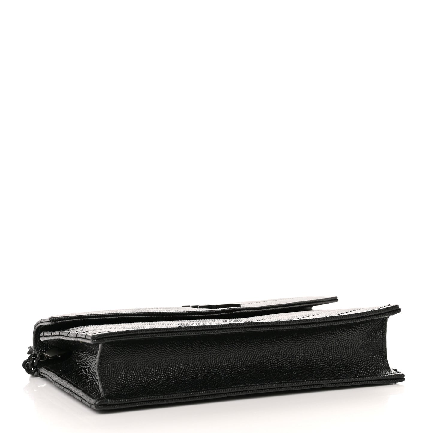 Grain De Poudre Matelasse Chevron Monochrome Monogram Envelope Chain Wallet Black