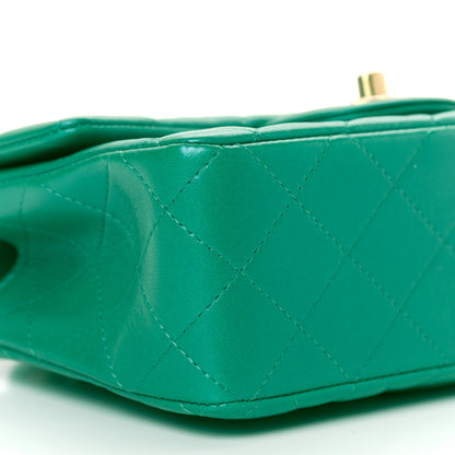 Chanel Iridescent Lambskin Quilted Mini Top Handle Rectangular Flap Green 8 of 10