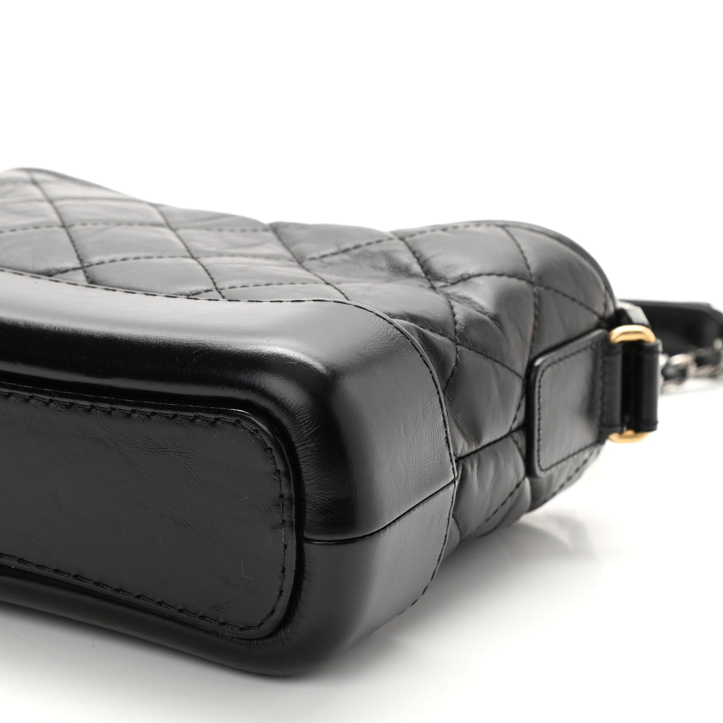 Aged Calfskin Quilted Small Gabrielle Hobo Black
