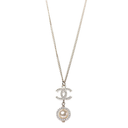 Chanel Crystal Pearl CC Lace Camellia Necklace Gold 1 of 8